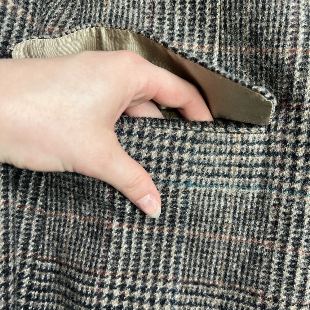 Vintage Hunt Valley Mens 42L Tweed Blazer Glen Check Wool USA Black Multicolored - Picture 5 of 13